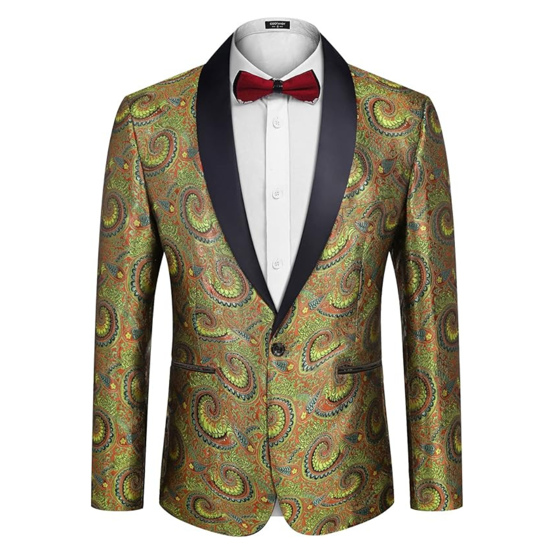 Coofandy Men's Luxury Embroidered Floral Tuxedo Jacket