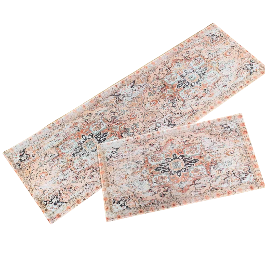 2-Pack Boho Floral Kitchen Rugs Mats