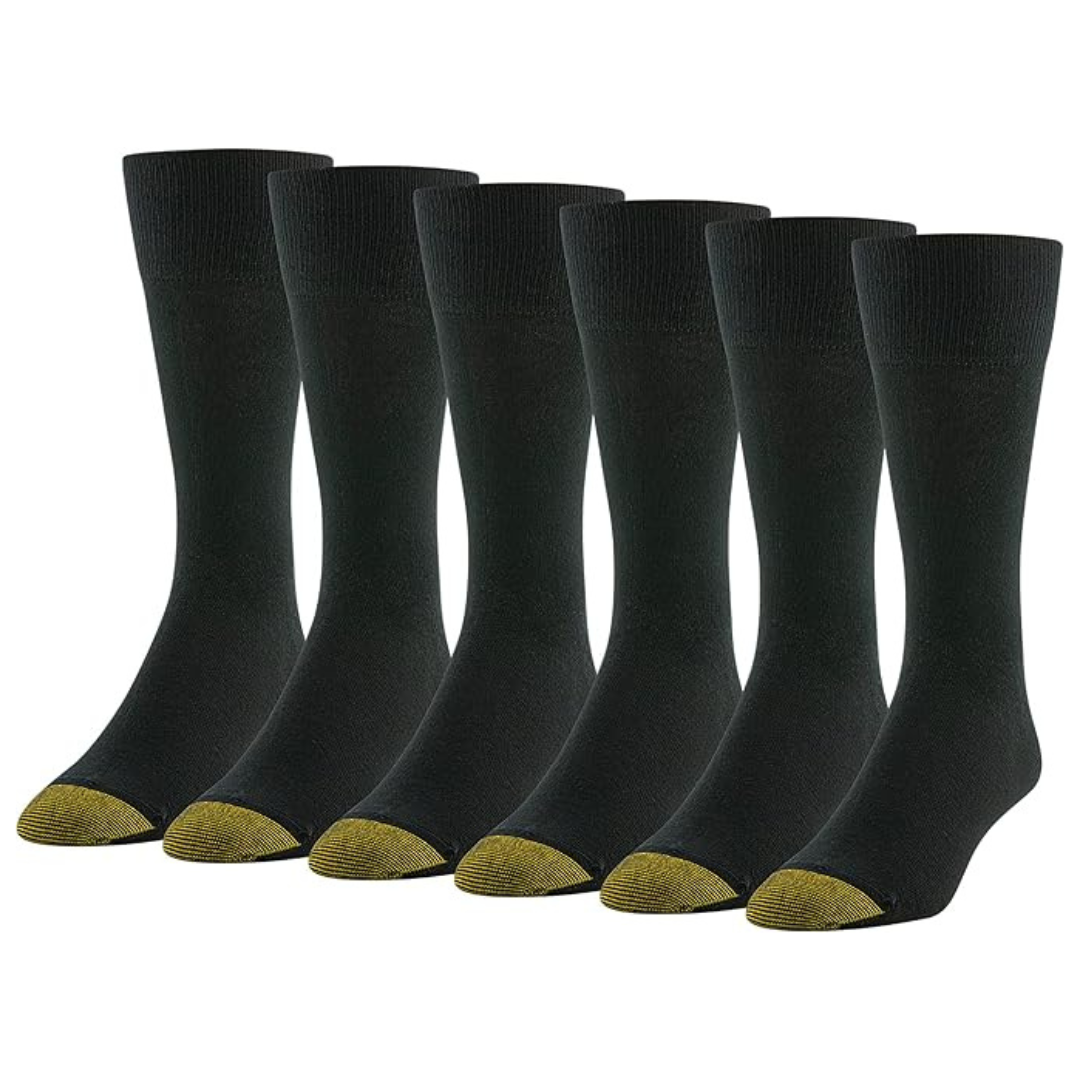 6-Pairs Goldtoe Women's Casual Ribbed Crew Socks