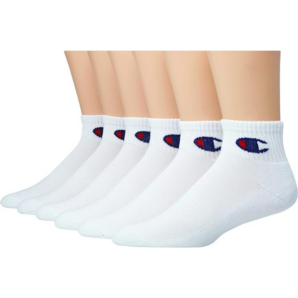 6-Pack Champion Men's Double Dry Moisture Wicking Logo Ankle Socks