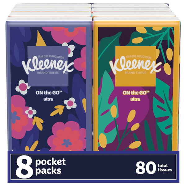 80-Count (8Pk X 10Ct) Kleenex On-The-Go Absorbent Facial Tissues