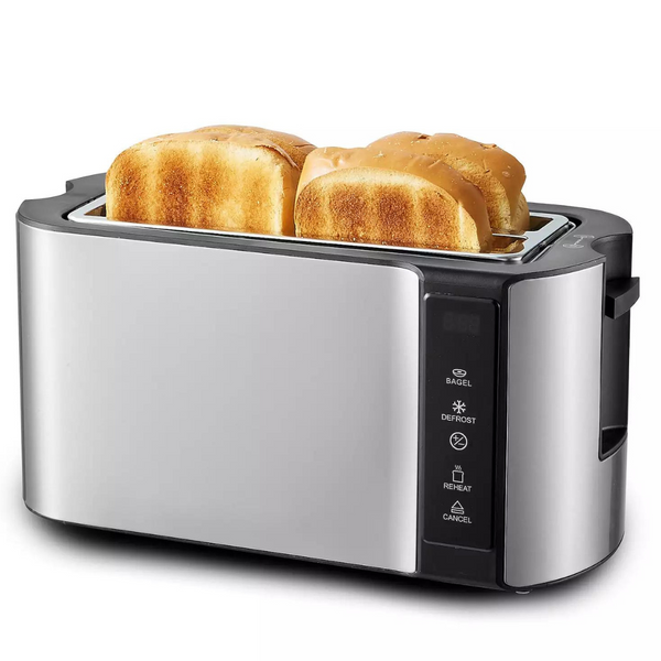 Elite Cuisine Stainless Steel 4 Slice Touch Screen Long Slot Toaster