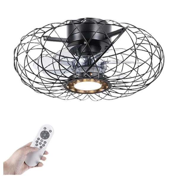 15" Dimmable LED Flush Mount Ceiling Fans With Lights