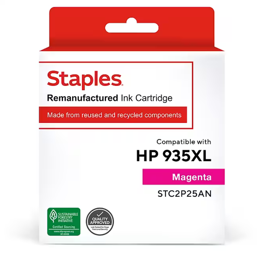 Staples Remanufactured Magenta High Yield Ink Cartridge Replacement For HP 935XL