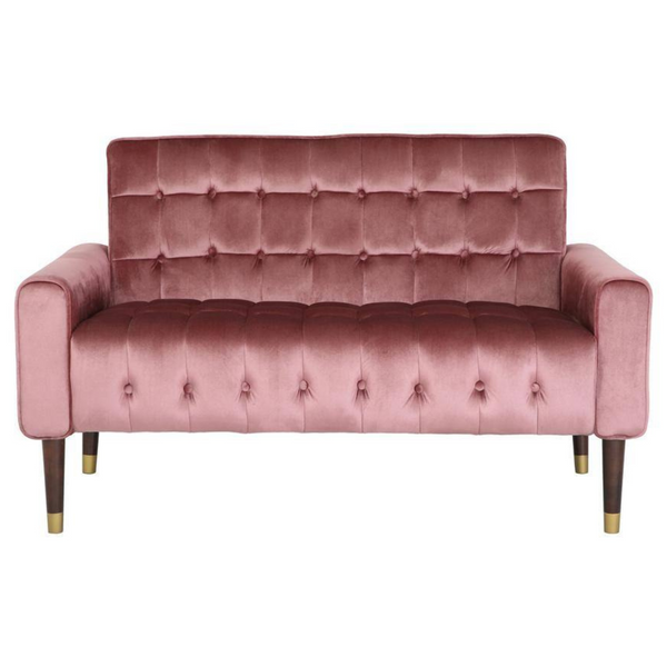 Noble House Harnett 51.75" Blush Solid Velvet 2-Seat Loveseats