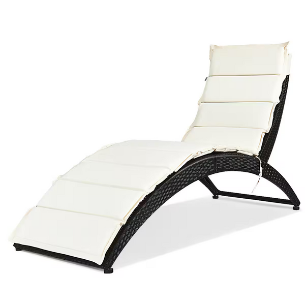 Costway Foldable Plastic Rattan Outdoor Chaise Lounge