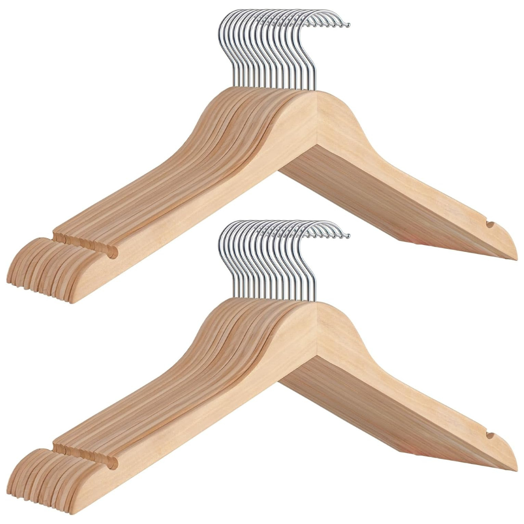 20-Pack StorageWorks Premium Solid Wooden Hangers