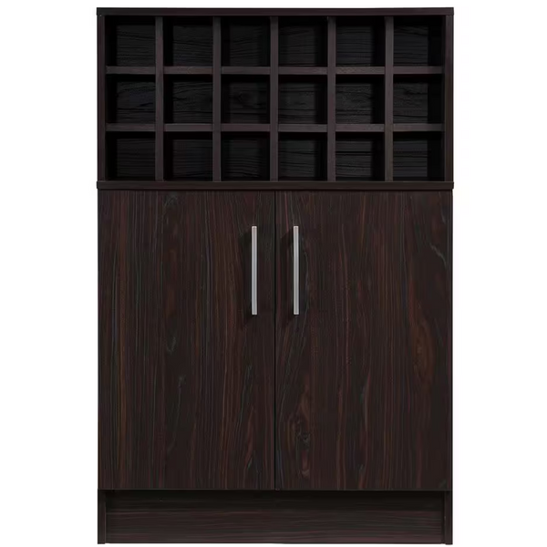 Roula 18-Bottle Walnut Brown Wine And Bar Cabin