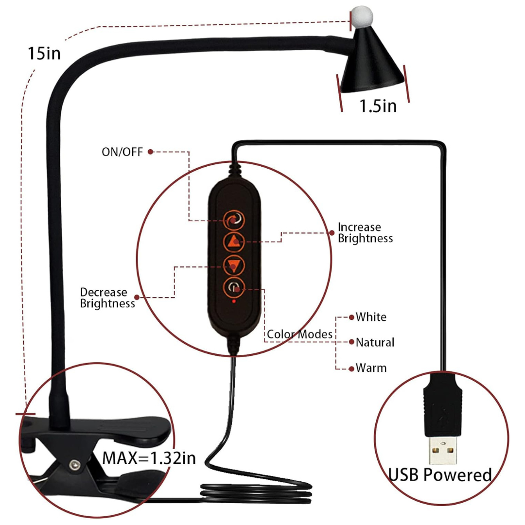 Long Flexible Gooseneck LED Reading Desk Lamp