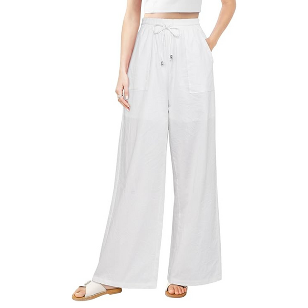 2-Pack Women's Cotton Palazzo Pants with Pocket (Black/White)