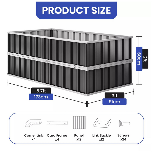 Homnia 5.7ft Raised Heavy Duty Garden Bed