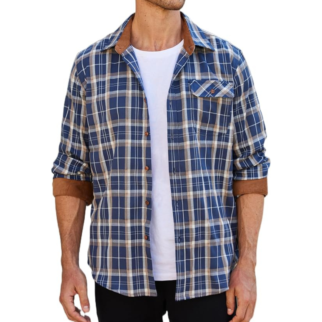 Men's Button Down Long Sleeve Plaid Shirt Jacket (Various)