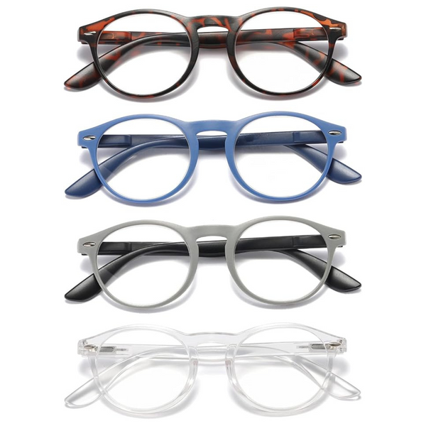 4-Pack Unisex Anti Blue Light Reading Glasses with Spring Hinge