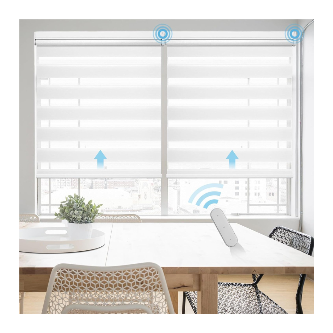 Smart Motorized Zebra Blackout Blinds With Remote Control