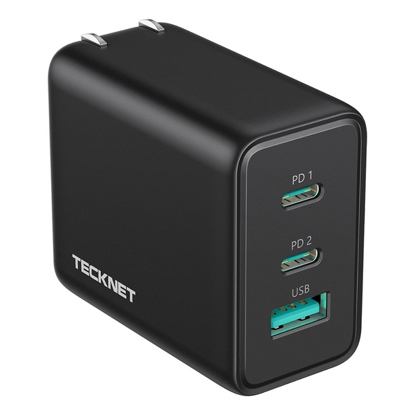 Tecknet 65W PD 3.0 GaN USB-C 3-Port Charger Adapter