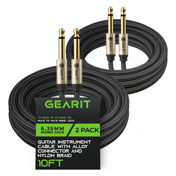 2-Pack GearIT 10ft Guitar Instrument Cable