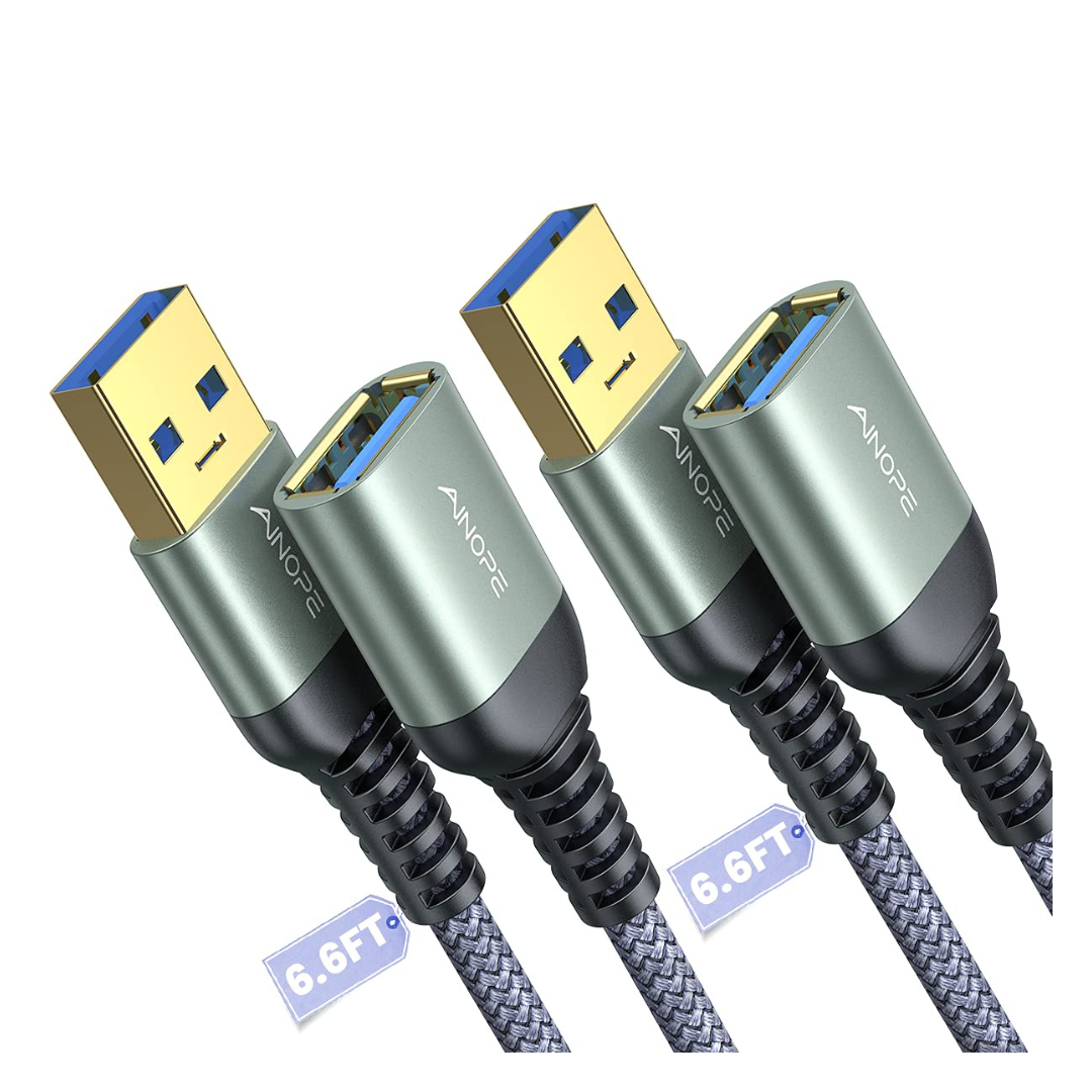 2-Pack 6.6ft Ainope USB 3.0 Type A Male To Female Extension Cable