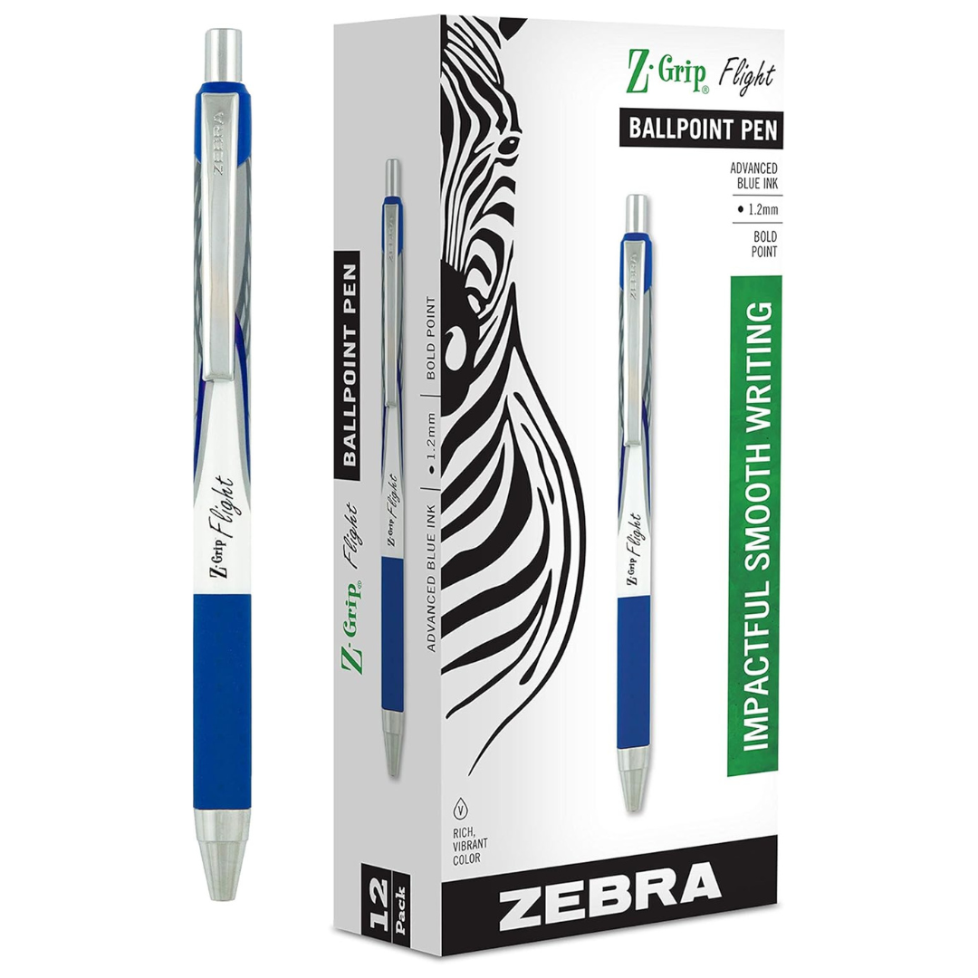 12-Count Zebra Pen Z-Grip Flight Retractable Ballpoint Pen (2 Colors)