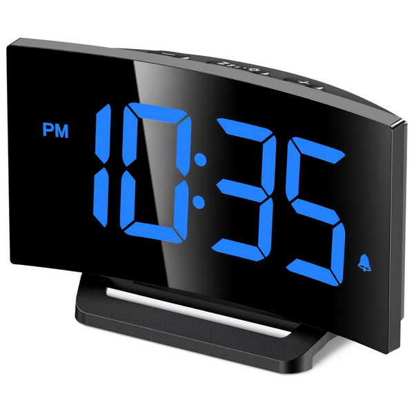 Goloza LED Digital Alarm Clock With Modern Curved Design