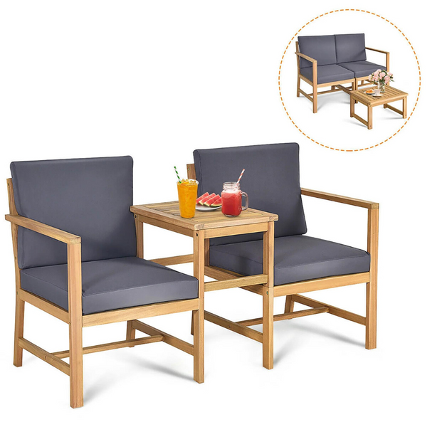 3-Piece Costway Patio Table Chairs Set