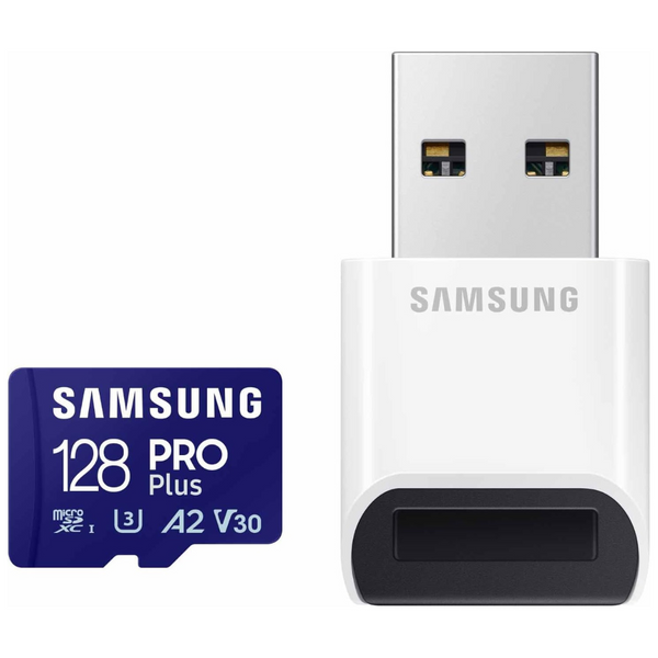 SAMSUNG PRO Plus MicroSD Memory Card + Reader, 128GB MicroSDXC