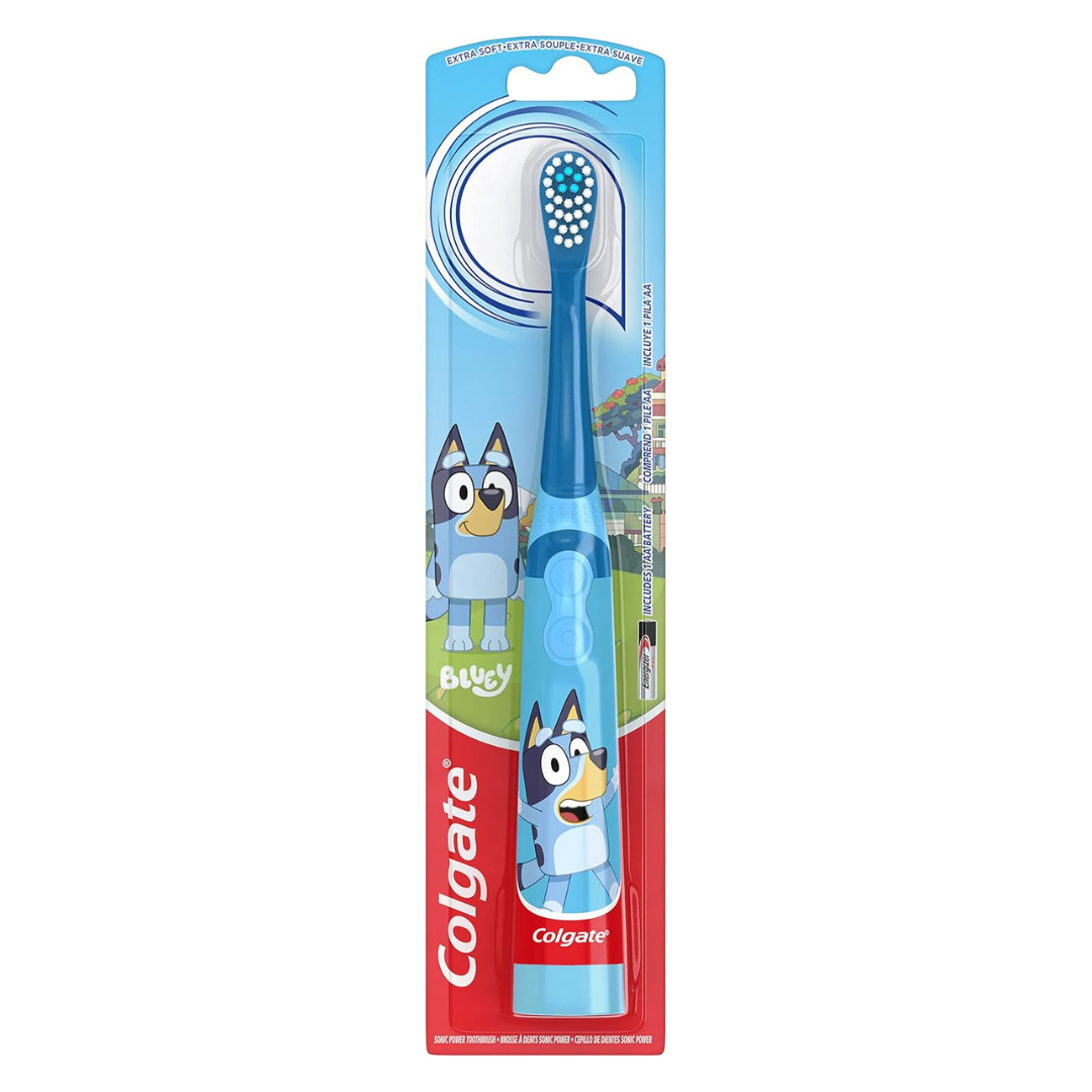 Colgate Kids Battery Powered Toothbrush, With Included AA Battery, Bluey