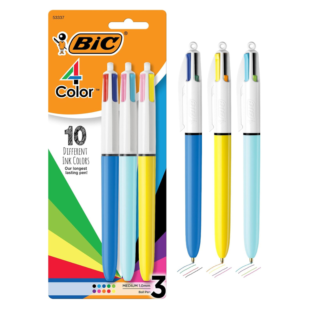 BIC 4-Color Retractable Ball Pens (3-Count Pack)