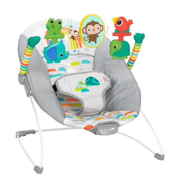 Bright Starts Playful Paradise Comfy Baby Bouncer Seat With Soothing Vibration And Toys