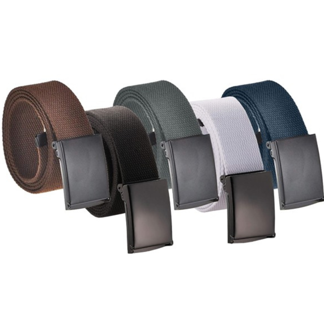 5-Pack Men's Cotton Belts With Military Buckle