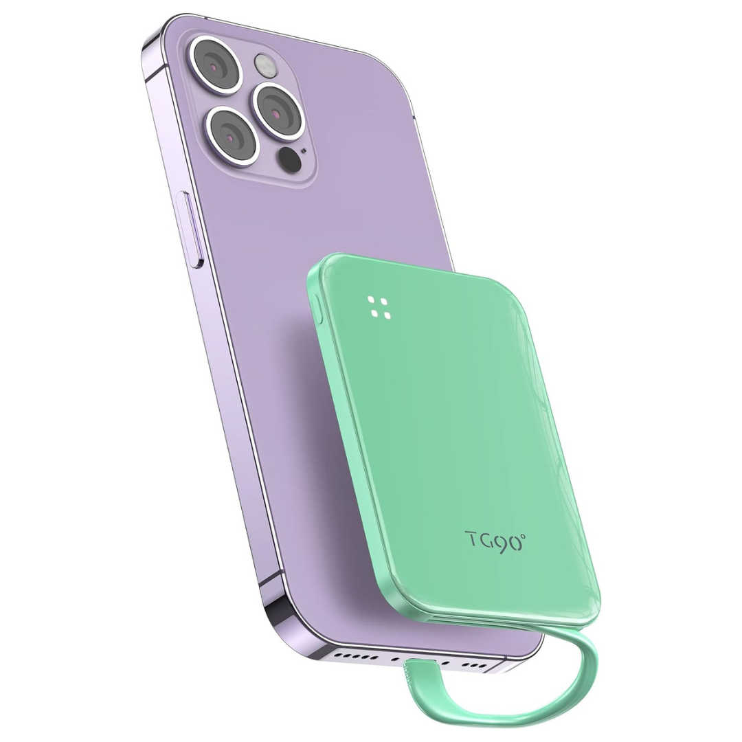 TG90 Deg. 4500mah Portable Power Bank With Built-In Cable