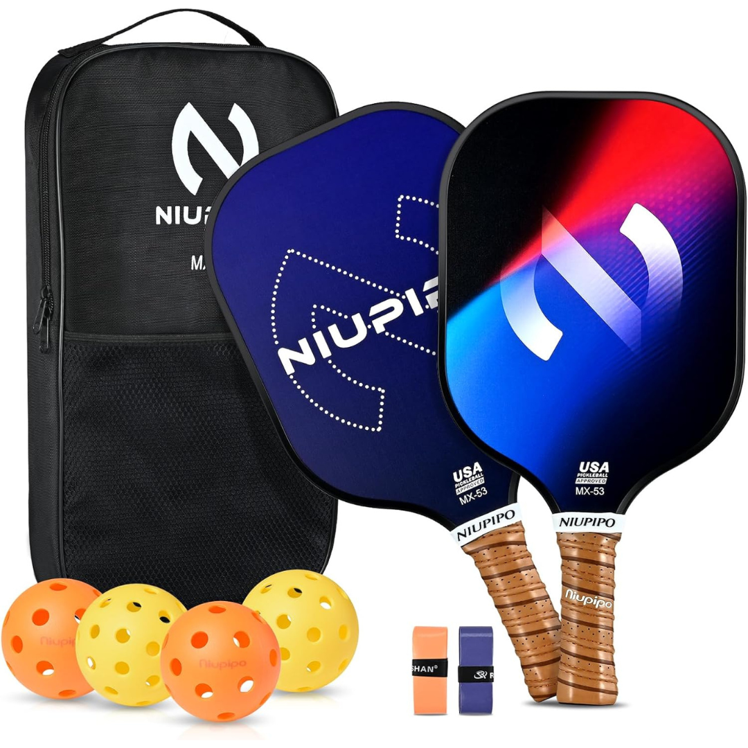 Niupipo USAPA Approved Lightweight Fiberglass Surface Pickleball Set