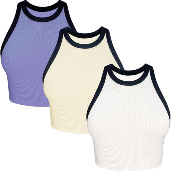 3-Pack Women's Ribbed Seamless Knit Sleeveless Tank Tops