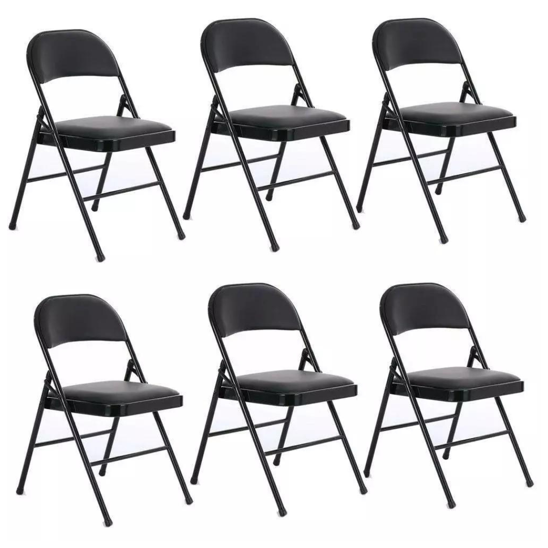 6-Pack FCH Padded Fabric Seat & Back Portable Stacking Folding Chairs