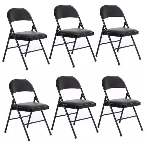 6-Pack FCH Padded Fabric Seat & Back Portable Stacking Folding Chairs