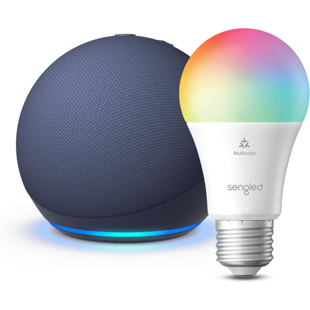 Amazon Echo Dot (5th Gen) Smart Speaker with Sengled Smart Color Bulb