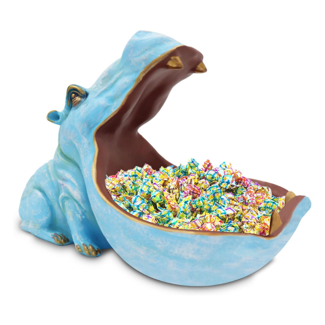 Home Resin Hippopotamus Figurine Fun Candy Dish