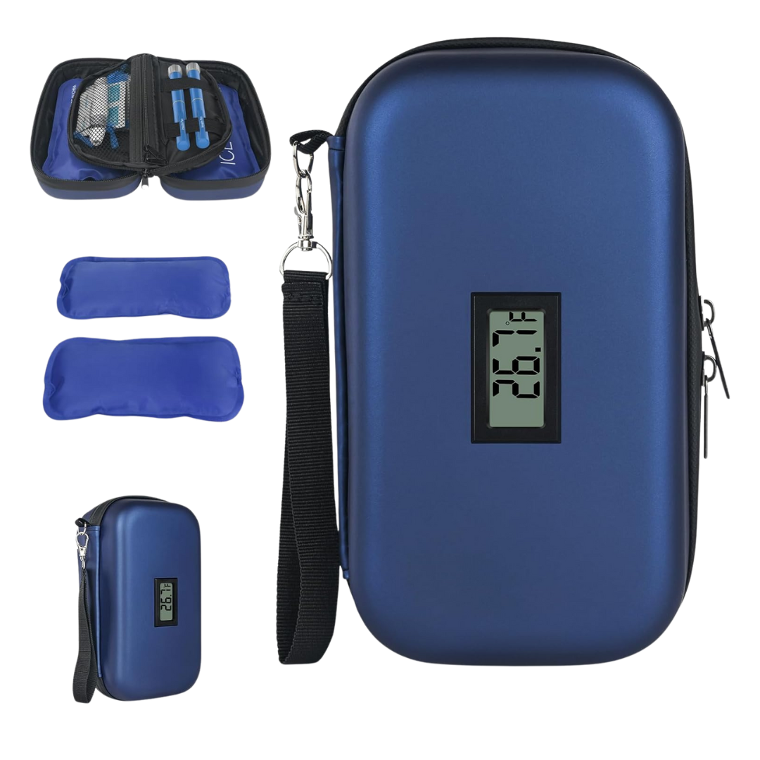 Insulin TSA Approved Cooler Travel Case W/Temperature Display & 2 Ice Pack