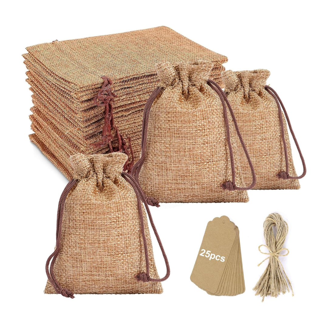 50-Piece Lucky Monet Burlap Gift Bags