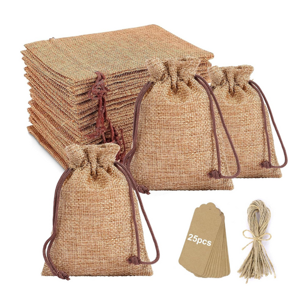 50-Piece Lucky Monet Burlap Gift Bags