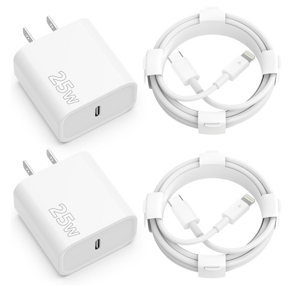 2-Pack 20W USB-C Wall Charger Adapter W/ 6ft USB-C To Lightning Cable