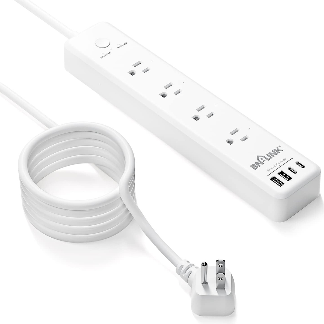 BN-LINK 4-Outlets 5Ft Surge Protected Power Strip W/ PD 20W 4-USB Ports