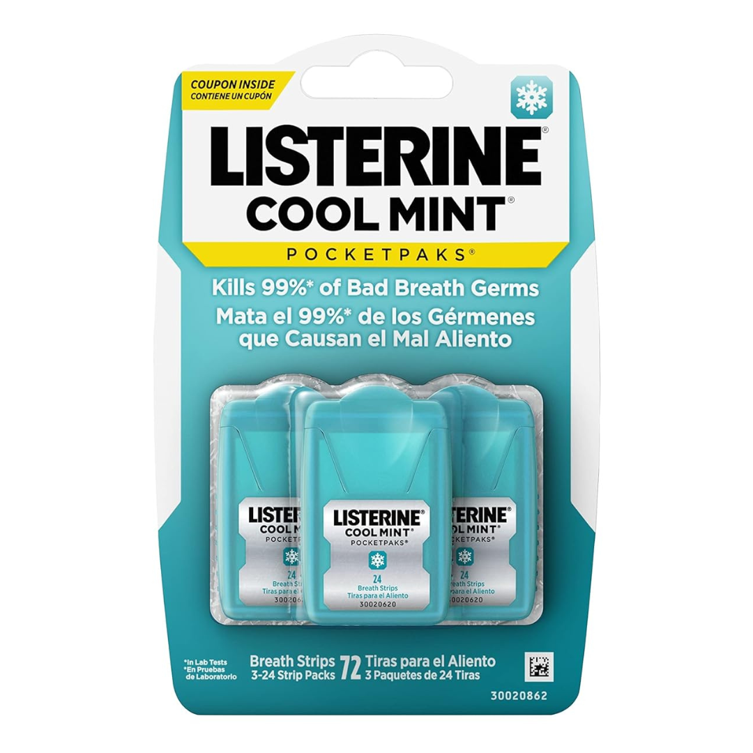 3-Pack Listerine Cool Mint Pocketpaks Breath Strips