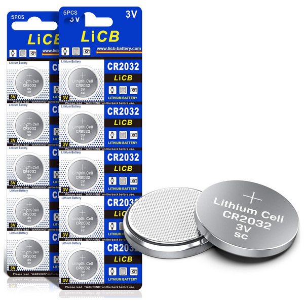 10-Count LiCB CR2032 3V Lithium Coin Batteries