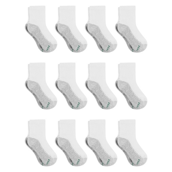 Hanes Double Tough Cushioned Ankle And No Show Boys Socks (12-Pairs)