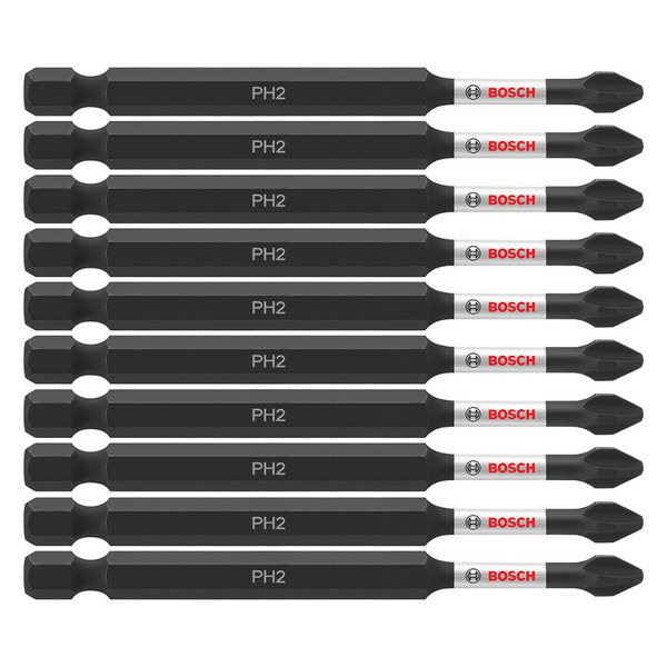 10-Pack BOSCH -1/2" Phillips 2 Impact Tough Screwdriving Power Bits