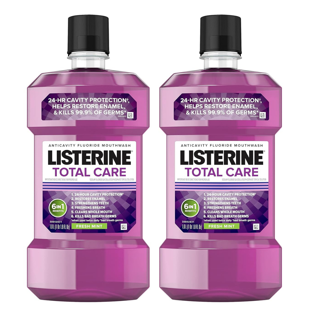 2-Pack Listerine Total Care Anticavity Fluoride Mouthwash 1-Liter Bottle