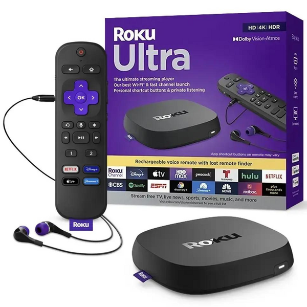 Roku Ultra 4K/HDR/Dolby Vision Streaming Device with Voice Remote Pro