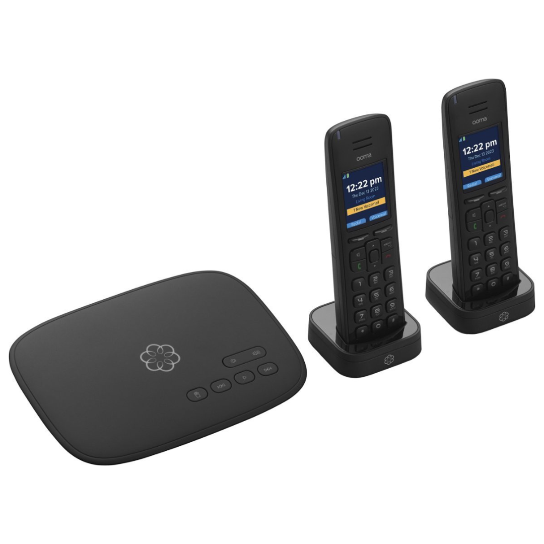 Ooma Telo Air Free Home Phone Service with 2 HD3 Handsets