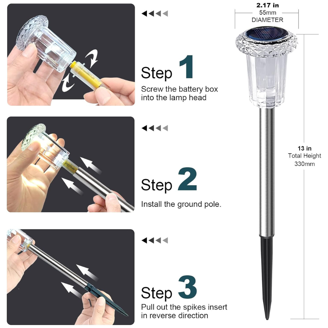 6-Pack Henre IP65 Waterproof Solar Pathway Lights