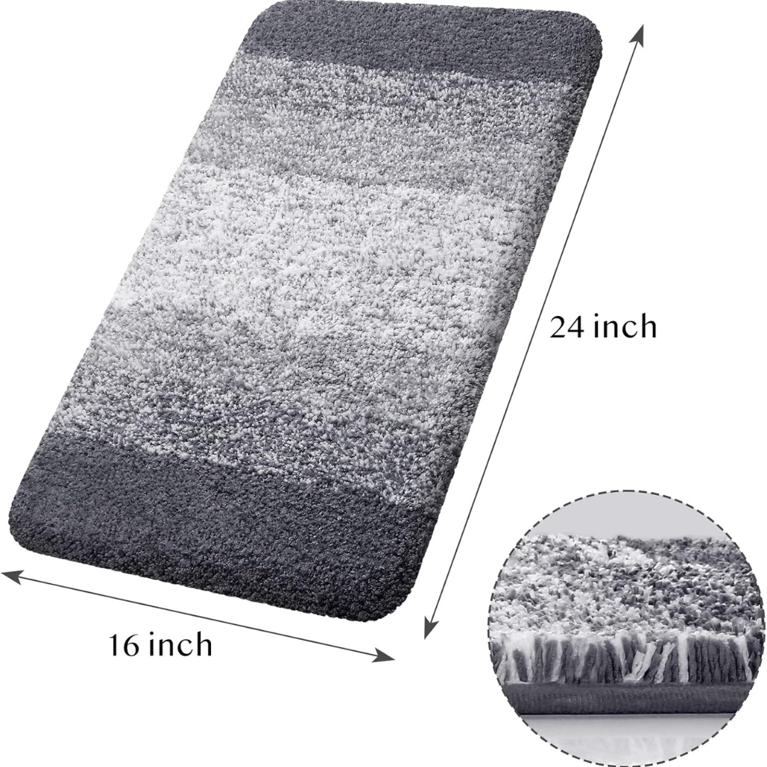 KMAT 16" x 24" Luxury Soft Shaggy Absorbent Non Slip Bathroom Mats